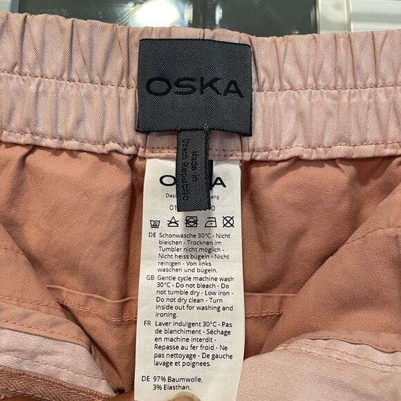 OSKA Womens Flat Front Pants Size 2 Pink Garment Dye Matte Finish Slow Fashion - Picture 3 of 10